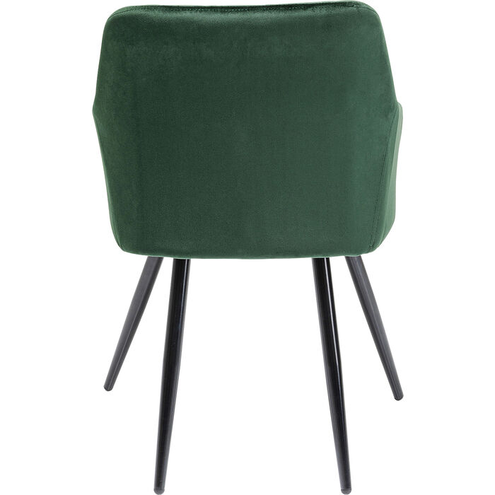 Magnifique chaise design et tendance avec accoudoirs style velours Bretagne vert et piètement noir de la marque Kare Design