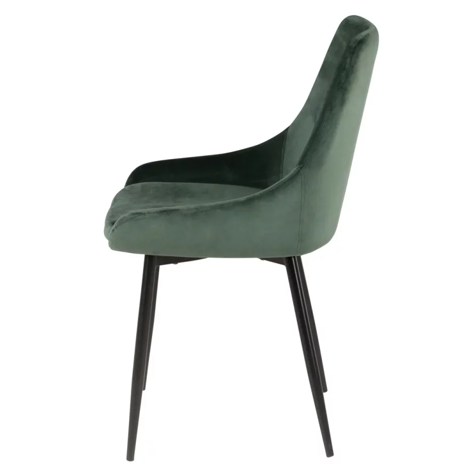 Chaise tendance et moderne en velours vert pieds métal Bari de la marque Zago