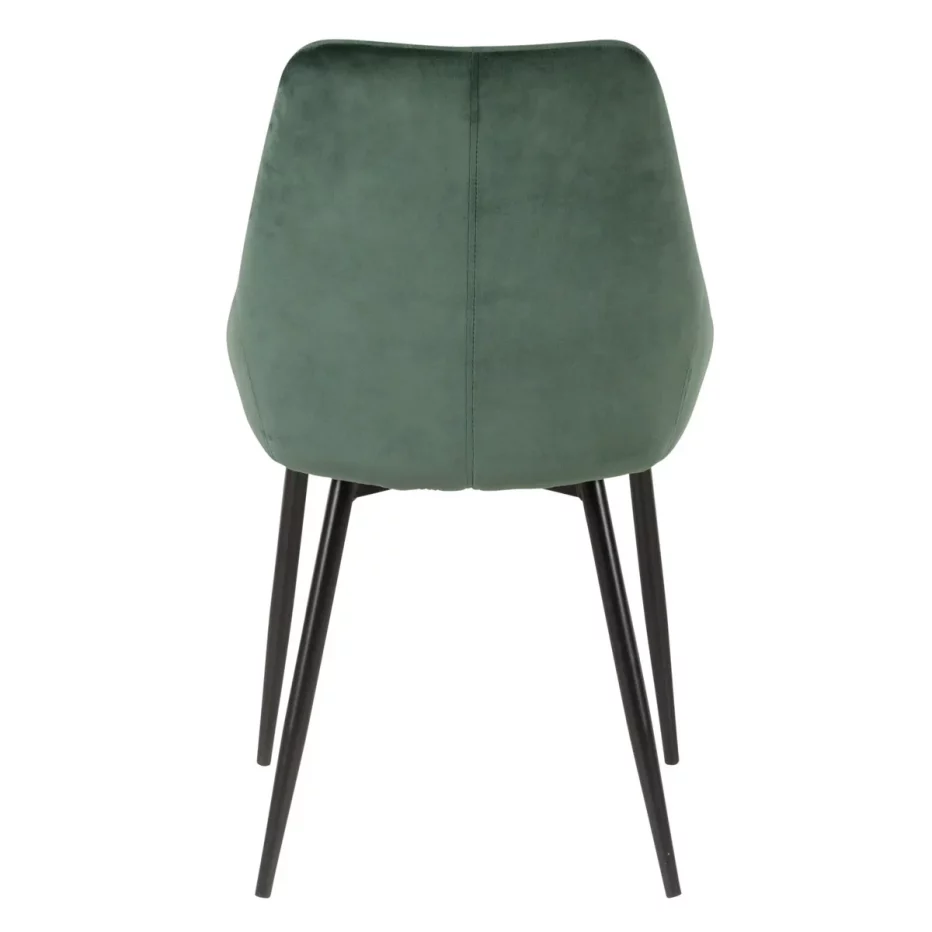 Chaise tendance et moderne en velours vert pieds métal Bari de la marque Zago