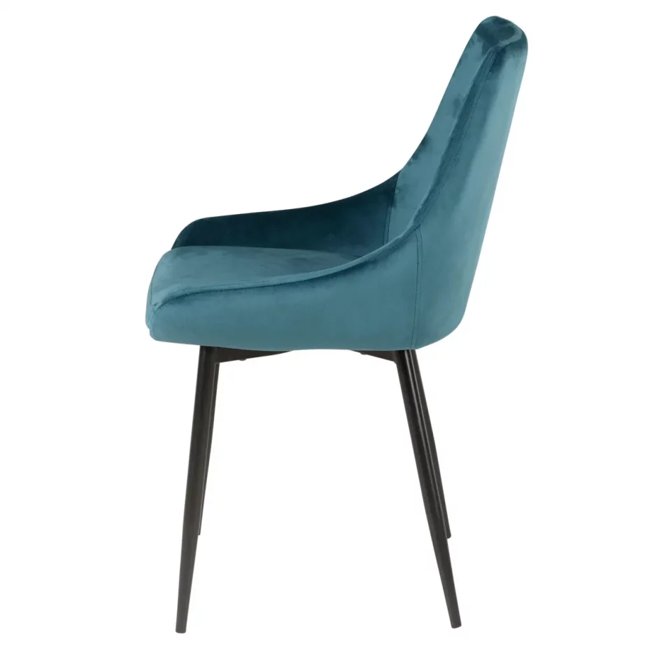 Chaise en velours tendance et moderne bleu pieds métal Bari de la marque Zago