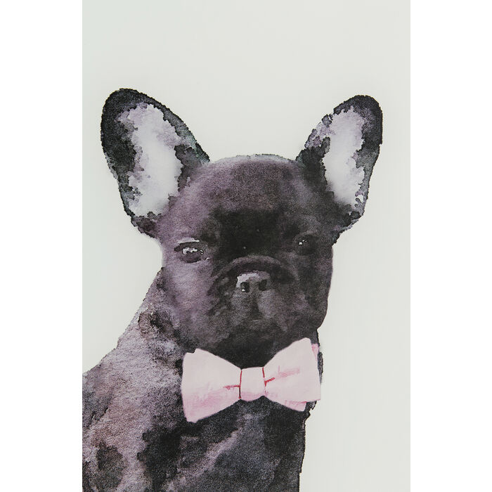 Magnifique tableau fashion Fashion Dog représentant un bébé bulldog sur des livres de mode de la marque Kare Design