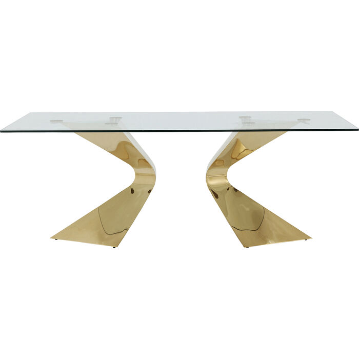 Magnifique table rectangulaire en verre couleur gold Gloria de la marque Kare Design