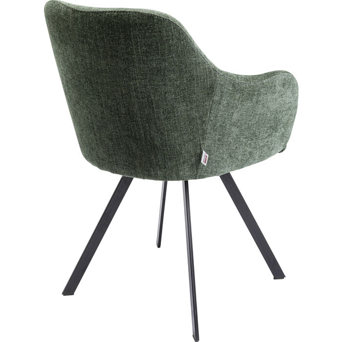 Magnifique chaise pivotante tendance Lady Loco vert avec piètement noir de la marque Kare Design