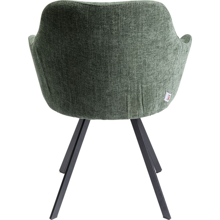 Magnifique chaise pivotante tendance Lady Loco vert avec piètement noir de la marque Kare Design