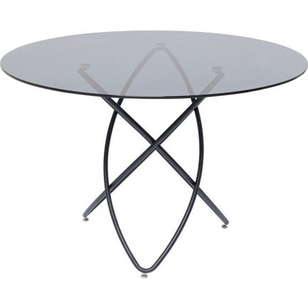 Magnifique table design ronde en verre noir Molekular de la marque Kare Design