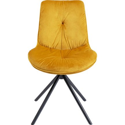 Magnifique chaise en velours Mila de couleur jaune moutarde de la marque Kare design avec piètement noir