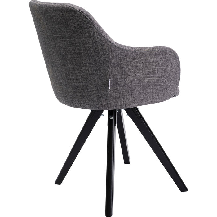 Magnifique chaise tendance et moderne pivotante Madame gris avec piètement en hêtre bois massif laqué