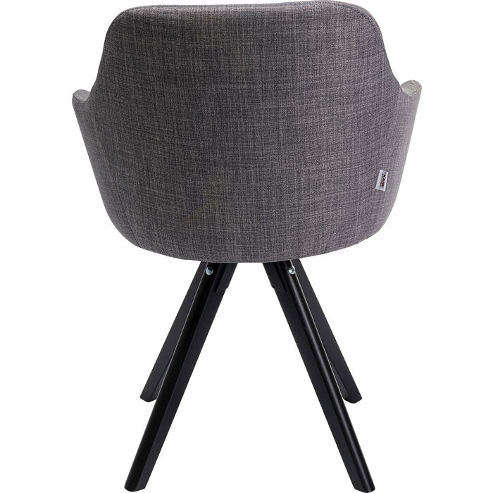 Magnifique chaise tendance et moderne pivotante Madame gris avec piètement en hêtre bois massif laqué