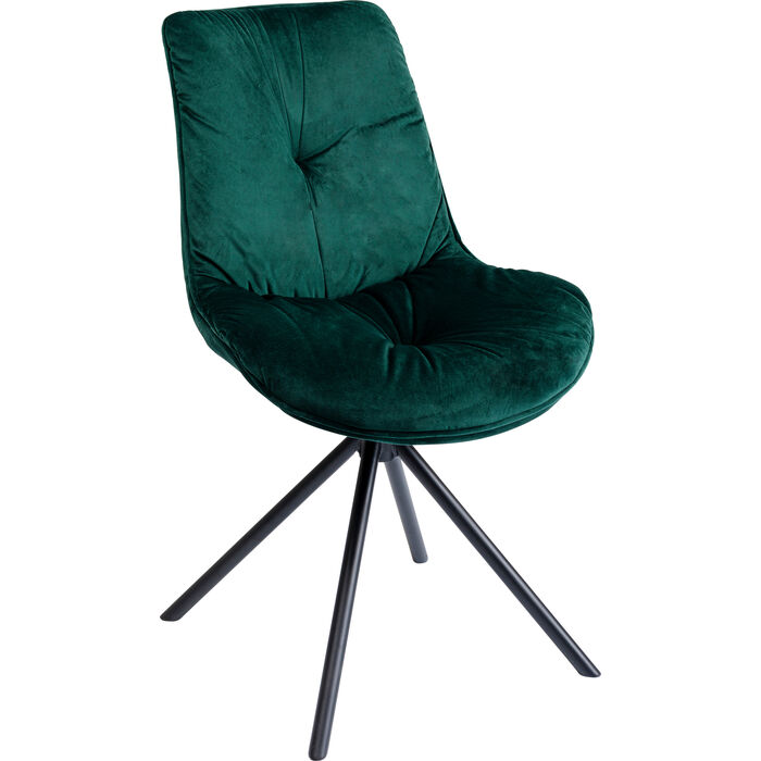 Magnifique chaise en velours Mila de couleur verte de la marque Kare design avec piètement noir