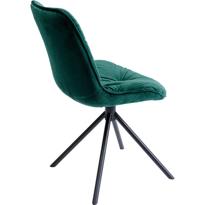 Magnifique chaise en velours Mila de couleur verte de la marque Kare design avec piètement noir