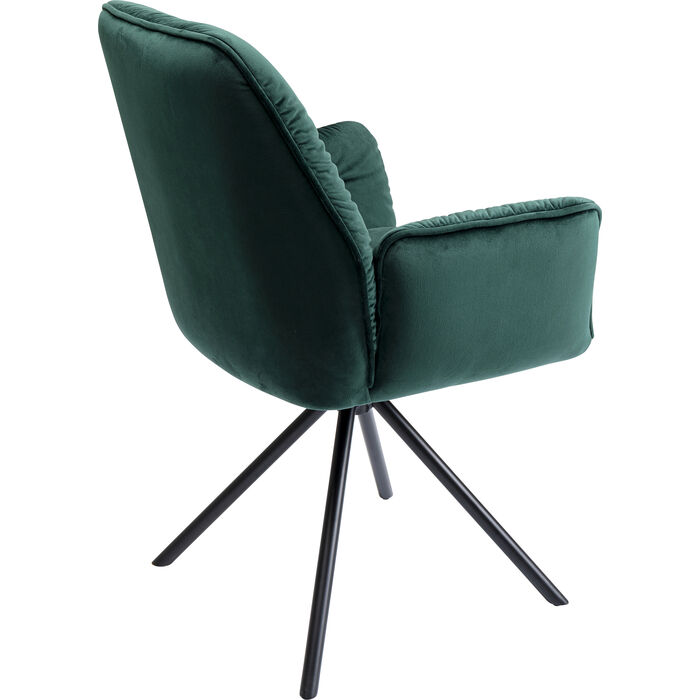 Magnifique chaise look velours de couleur vert avec accoudoir Mila de la marque Kare Design