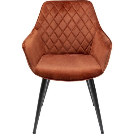 Magnifique chaise tendance style velours avec accoudoir Harry rouille de la marque Kare Design