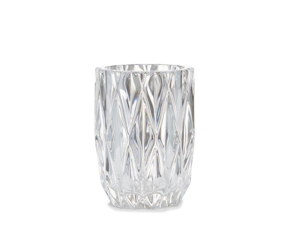 Sublime porte-brosse à dents en verre transparent avec relief au style vintage de la marque Andrea vendu par Noosa Home