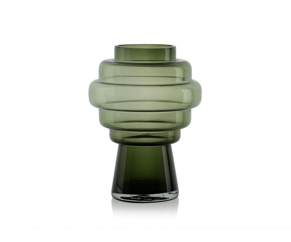 Sublime vase tendance en verre de couleur vert sapin de la marque Andrea